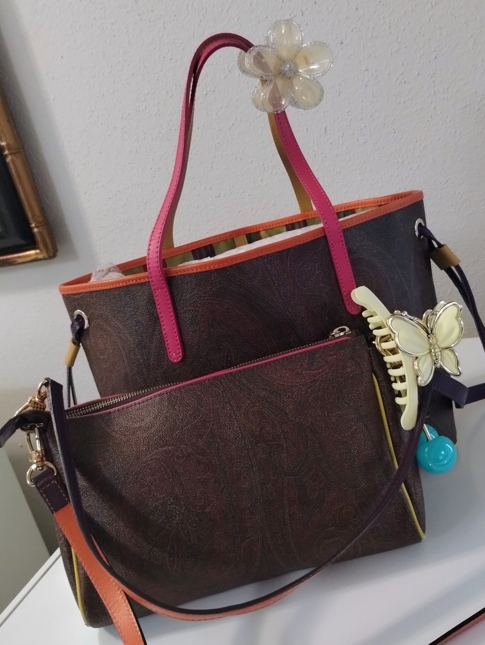 Etro Milano Tote Bag And Etro Milano Crossbody Bag Bundle Of 2